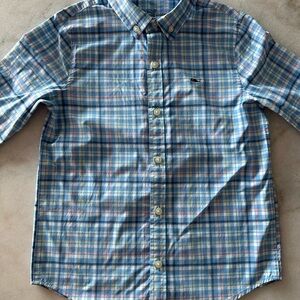 Vineyard Vines Kids Blue and Pink Plaid Button Down Shirt